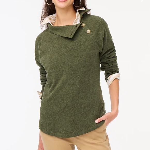 J. Crew Factory Tops - J Crew Factory Wide button-collar pullover sweatshirt SZ Large